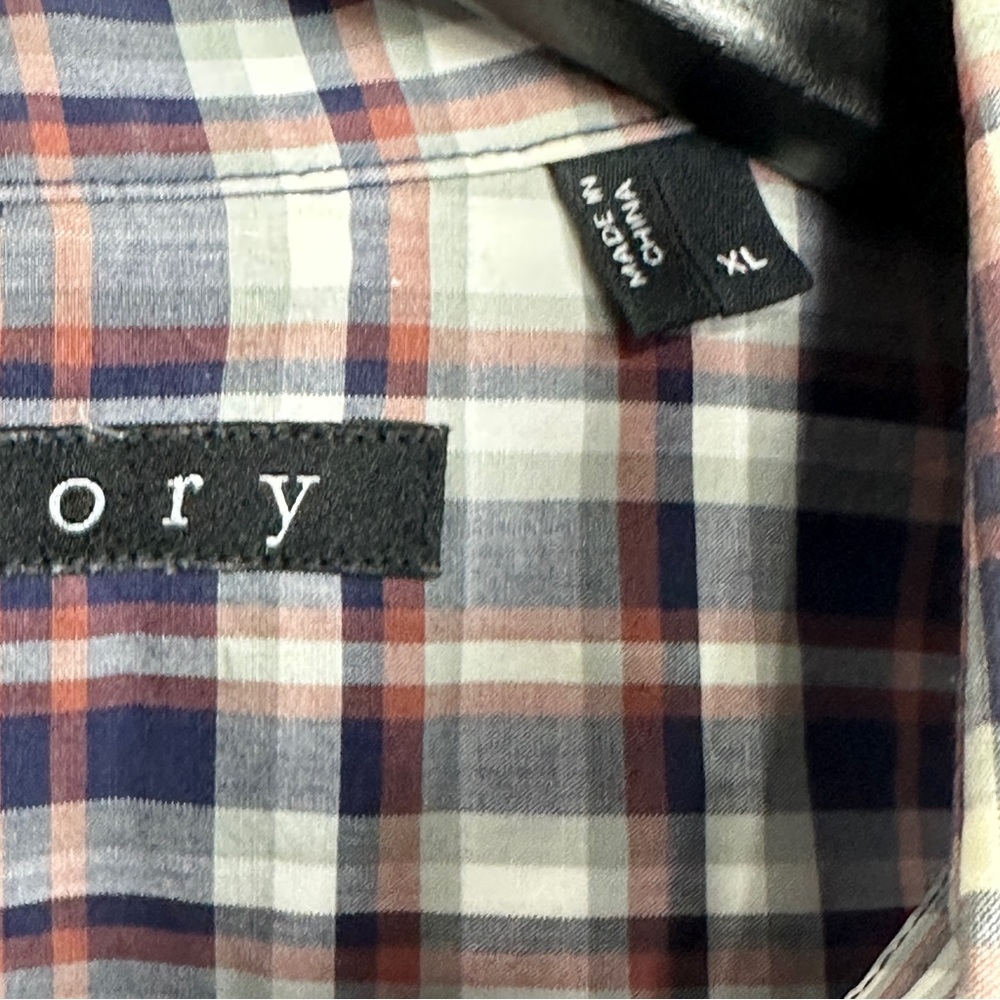 Theory Zack PS A Plaid Blue Button Front Short Sleeve Shirt XL Mens - Picture 11 of 11